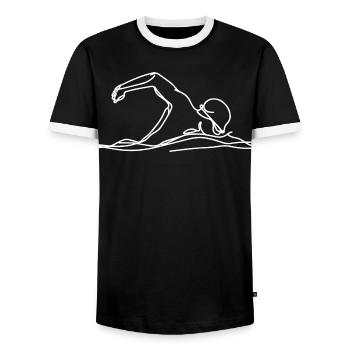Competition Swimmer Graphic - Men's Ringer Shirt - black/white - Front - AI Model Female 172 light (172cm) & AI Model Male 178 light (178cm)
