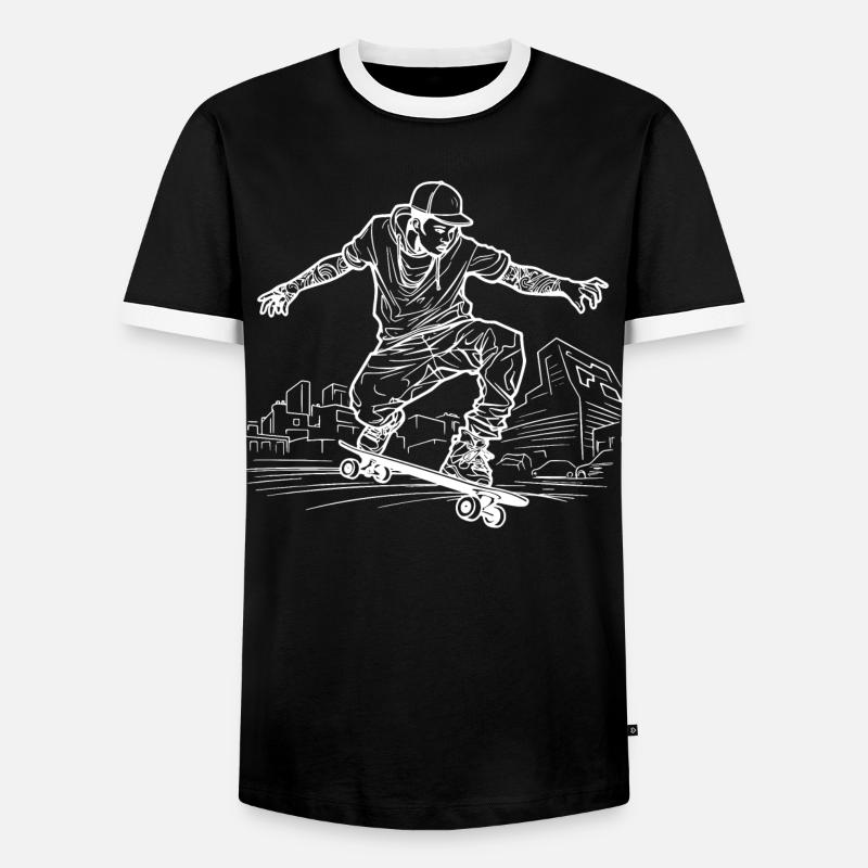 Skateboarder Drawing - Men's Ringer Shirt - black/white