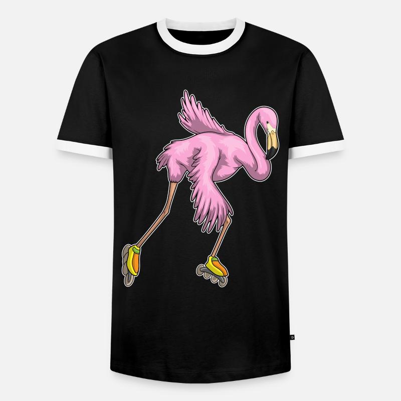 Flamingo Inline skating Rollschuhe - Männer Kontrast-T-Shirt - Schwarz/Weiß