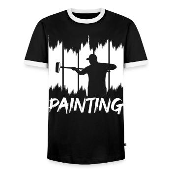 Painting and varnishing - Men's Ringer Shirt - black/white - Front - AI Model Female 172 light (172cm) & AI Model Male 178 light (178cm)