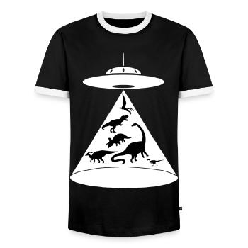 Saving the dinosaurs - Men's Ringer Shirt - black/white - Front - AI Model Female 172 light (172cm) & AI Model Male 178 light (178cm)