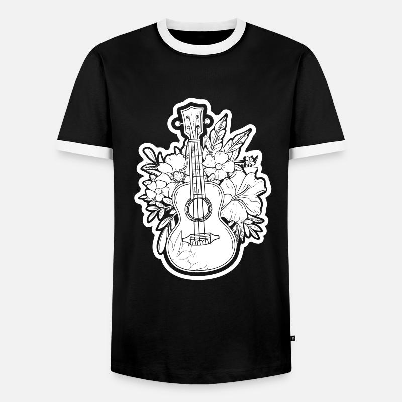 Ukulele Comic Look - Men's Ringer Shirt - black/white