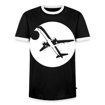 Flieger Zeichnung - Männer Kontrast-T-Shirt - Schwarz/Weiß - Vorne - AI Model Female 172 light (172cm) & AI Model Male 178 light (178cm)