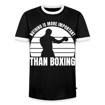 Nothing is as important as boxing - Men's Ringer Shirt - black/white - Front - AI Model Female 172 light (172cm) & AI Model Male 178 light (178cm)