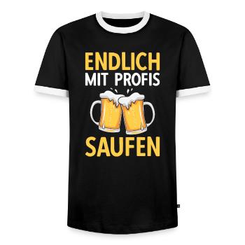 Endlich mit Profis saufen - Männer Kontrast-T-Shirt - Schwarz/Weiß - Vorne - AI Model Female 172 light (172cm) & AI Model Male 178 light (178cm)