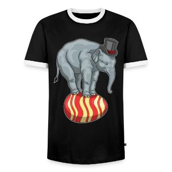 Elephant Easter Circus - Men's Ringer Shirt - black/white - Front - AI Model Female 172 light (172cm) & AI Model Male 178 light (178cm)