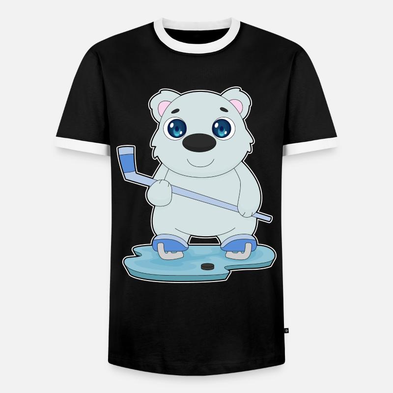 Eisbär Eishockey Eishockeyschläger - Männer Kontrast-T-Shirt - Schwarz/Weiß