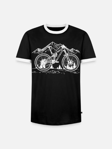 Mountain Biking Drawing - Men's Ringer Shirt - black/white