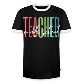 Middle School Teacher Geschenk - Männer Kontrast-T-Shirt - Schwarz/Weiß - Vorne - AI Model Female 172 light (172cm) & AI Model Male 178 light (178cm)