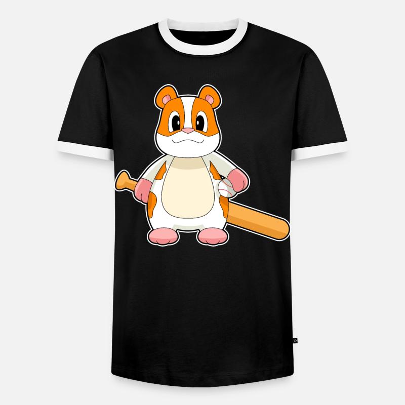 Hamster Baseball Baseballschläger - Männer Kontrast-T-Shirt - Schwarz/Weiß