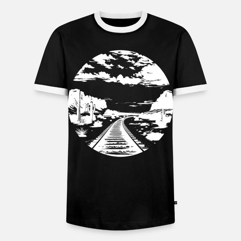 Railway Drawing - Men's Ringer Shirt - black/white