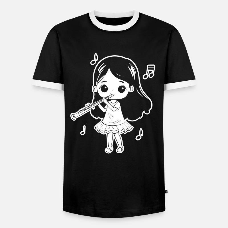 Lustiges Flötenmädchen Comic Look - Männer Kontrast-T-Shirt - Schwarz/Weiß