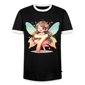 7 Jahre Fee Elfe Geburtstag Geschenk - Männer Kontrast-T-Shirt - Schwarz/Weiß - Vorne - AI Model Female 172 light (172cm) & AI Model Male 178 light (178cm)