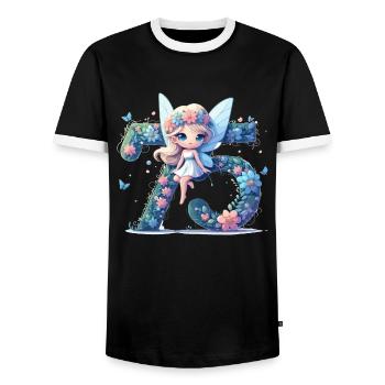 75 ans fée elfe anniversaire cadeau d’anniversaire - T-shirt contrasté Homme - noir/blanc - Devant - AI Model Female 172 light (172cm) & AI Model Male 178 light (178cm)