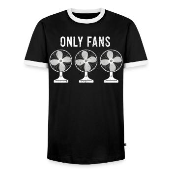 Funny Fans Vintage Fan Humor Only Retro Style - Men's Ringer Shirt - black/white - Front - AI Model Female 172 light (172cm) & AI Model Male 178 light (178cm)