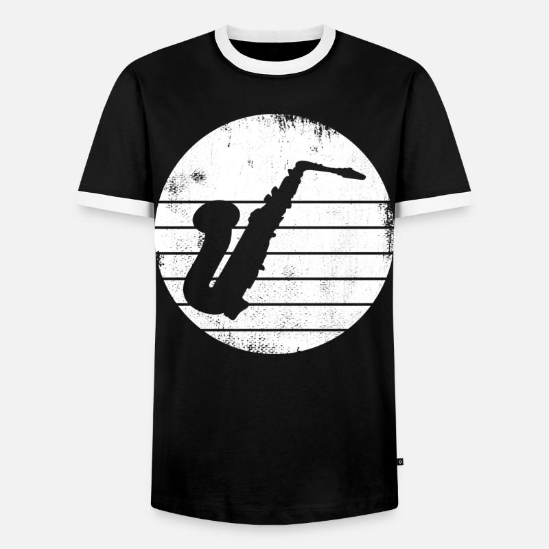 Saxophone Drawing - Men's Ringer Shirt - black/white