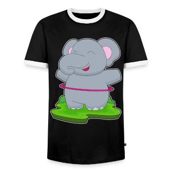 Elefant Fitnessreifen Workout Gymnastik - Männer Kontrast-T-Shirt - Schwarz/Weiß - Vorne - AI Model Female 172 light (172cm) & AI Model Male 178 light (178cm)