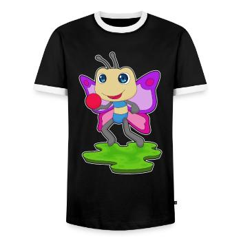 Entraînement au papillon Gymnastique Fitness - T-shirt contrasté Homme - noir/blanc - Devant - AI Model Female 172 light (172cm) & AI Model Male 178 light (178cm)