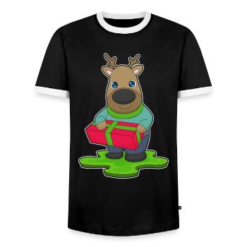 Forfait de Noël renne - T-shirt contrasté Homme - noir/blanc - Devant - AI Model Female 172 light (172cm) & AI Model Male 178 light (178cm)