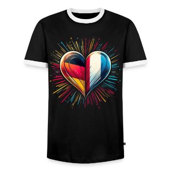 L’Allemagne aime la France, l’amitié franco-allemande - T-shirt contrasté Homme - noir/blanc - Devant - AI Model Female 172 light (172cm) & AI Model Male 178 light (178cm)