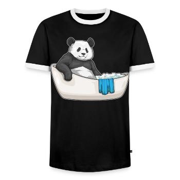Panda Baden Badewanne - Männer Kontrast-T-Shirt - Schwarz/Weiß - Vorne - AI Model Female 172 light (172cm) & AI Model Male 178 light (178cm)