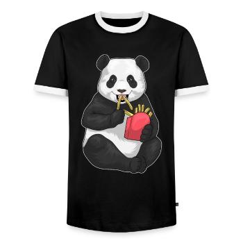 Panda Pommes frites - Männer Kontrast-T-Shirt - Schwarz/Weiß - Vorne - AI Model Female 172 light (172cm) & AI Model Male 178 light (178cm)