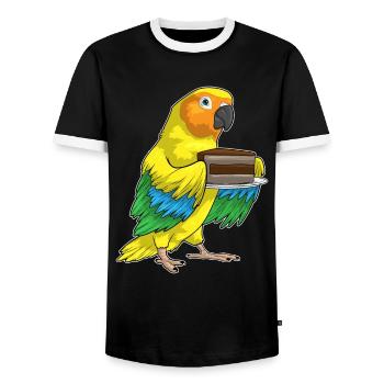 Gâteau Perroquet - T-shirt contrasté Homme - noir/blanc - Devant - AI Model Female 172 light (172cm) & AI Model Male 178 light (178cm)