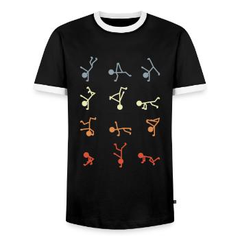 Figurines bâton breakdancer - T-shirt contrasté Homme - noir/blanc - Devant - AI Model Female 172 light (172cm) & AI Model Male 178 light (178cm)