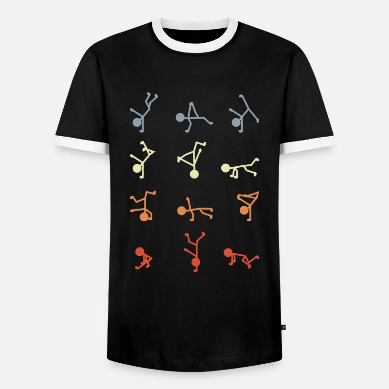 Breakdancer stick figures - Men's Ringer Shirt - black/white