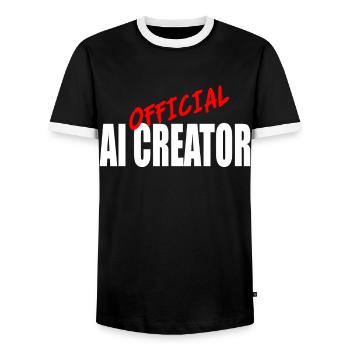 Official AI Creator Graphic Design - Men's Ringer Shirt - black/white - Front - AI Model Female 172 light (172cm) & AI Model Male 178 light (178cm)