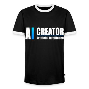 AI Creator Artificial Intelligence Enthusiast - Men's Ringer Shirt - black/white - Front - AI Model Female 172 light (172cm) & AI Model Male 178 light (178cm)