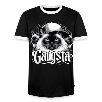 Chat Sacré de Birmanie Chat de Birmanie Trio Gangsta Gesche - T-shirt contrasté Homme - noir/blanc - Devant - AI Model Female 172 light (172cm) & AI Model Male 178 light (178cm)