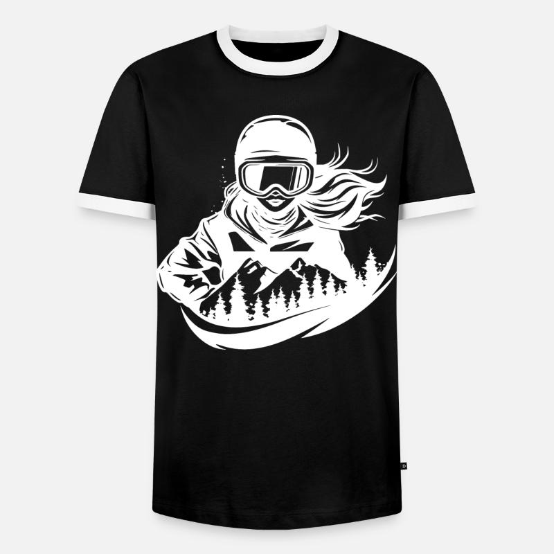 Snowboarderin Mädchen - Männer Kontrast-T-Shirt - Schwarz/Weiß