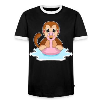 Affe Flamingo - Männer Kontrast-T-Shirt - Schwarz/Weiß - Vorne - AI Model Female 172 light (172cm) & AI Model Male 178 light (178cm)