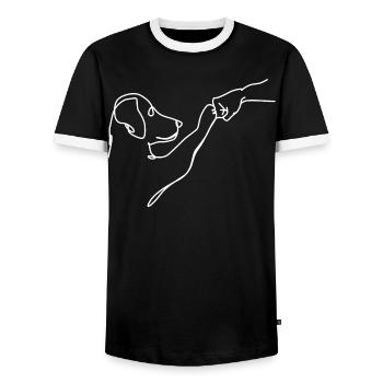 Oneliner - Dog and Human Fist - Men's Ringer Shirt - black/white - Front - AI Model Female 172 light (172cm) & AI Model Male 178 light (178cm)