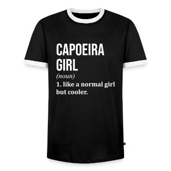 Capoeira - Men's Ringer Shirt - black/white - Front - AI Model Female 172 light (172cm) & AI Model Male 178 light (178cm)