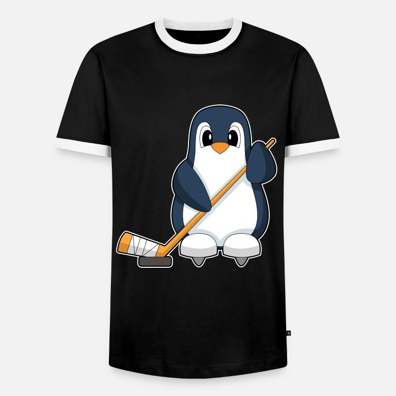 Pinguin Eishockey Eishockeyschläger - Männer Kontrast-T-Shirt - Schwarz/Weiß