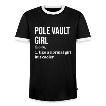 Stabhochsprung - Männer Kontrast-T-Shirt - Schwarz/Weiß - Vorne - AI Model Female 172 light (172cm) & AI Model Male 178 light (178cm)