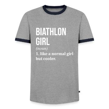 biathlon - T-shirt contrasté Homme - gris/marine  - Devant - AI Model Female 172 light (172cm) & AI Model Male 178 light (178cm)