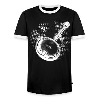 Banjo Sketch - Men's Ringer Shirt - black/white - Front - AI Model Female 172 light (172cm) & AI Model Male 178 light (178cm)