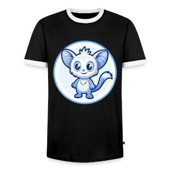 Aye Aye Blue Kawaii Cartoon Character Clipart Pet - Men's Ringer Shirt - black/white - Front - AI Model Female 172 light (172cm) & AI Model Male 178 light (178cm)