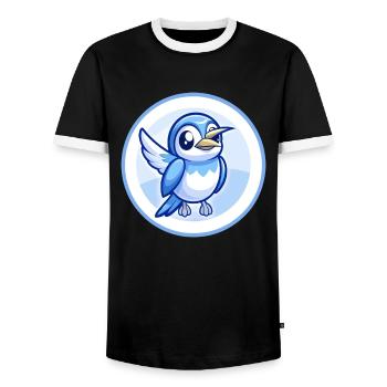 Bee Eater Blue Kawaii Cartoon Character Clipart - Men's Ringer Shirt - black/white - Front - AI Model Female 172 light (172cm) & AI Model Male 178 light (178cm)