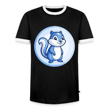 Chipmunk Blue Kawaii Cartoon Character Clipart Pet - Men's Ringer Shirt - black/white - Front - AI Model Female 172 light (172cm) & AI Model Male 178 light (178cm)