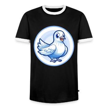 Taube Blau Kawaii Cartoon Figur Clipart Haustier - Männer Kontrast-T-Shirt - Schwarz/Weiß - Vorne - AI Model Female 172 light (172cm) & AI Model Male 178 light (178cm)