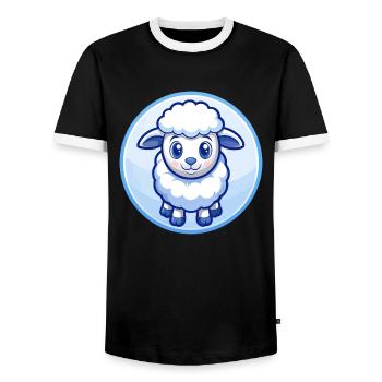 mouton bleu kawaii dessin animé personnage clipart animal de compagnie - T-shirt contrasté Homme - noir/blanc - Devant - AI Model Female 172 light (172cm) & AI Model Male 178 light (178cm)