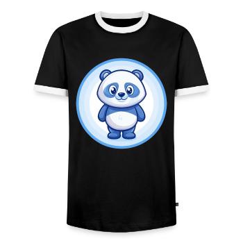 Panda Blau Kawaii Cartoon Figur Clipart Haustier - Männer Kontrast-T-Shirt - Schwarz/Weiß - Vorne - AI Model Female 172 light (172cm) & AI Model Male 178 light (178cm)