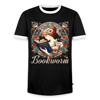 rat de bibliothèque femme lecture navigation cadeau - T-shirt contrasté Homme - noir/blanc - Devant - AI Model Female 172 light (172cm) & AI Model Male 178 light (178cm)