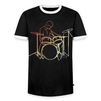 Schlagzeuger Vintage Look - Männer Kontrast-T-Shirt - Schwarz/Weiß - Vorne - AI Model Female 172 light (172cm) & AI Model Male 178 light (178cm)