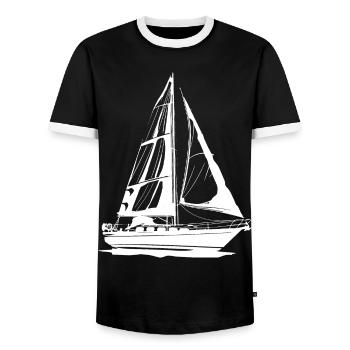 Segelboot Zeichnung - Männer Kontrast-T-Shirt - Schwarz/Weiß - Vorne - AI Model Female 172 light (172cm) & AI Model Male 178 light (178cm)
