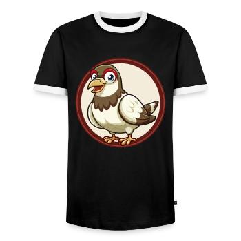 Taube Bunte Kawaii Cartoon Figur Clipart - Männer Kontrast-T-Shirt - Schwarz/Weiß - Vorne - AI Model Female 172 light (172cm) & AI Model Male 178 light (178cm)